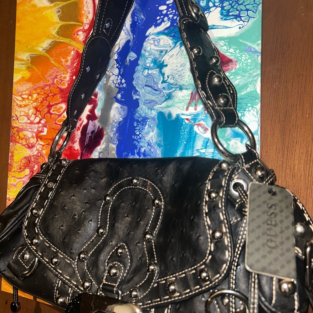 Guess Black Studded Shoulder Bag